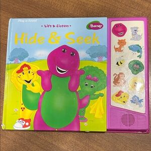 Vintage 1997 Barney Lift & Listen Hide & Seek Book